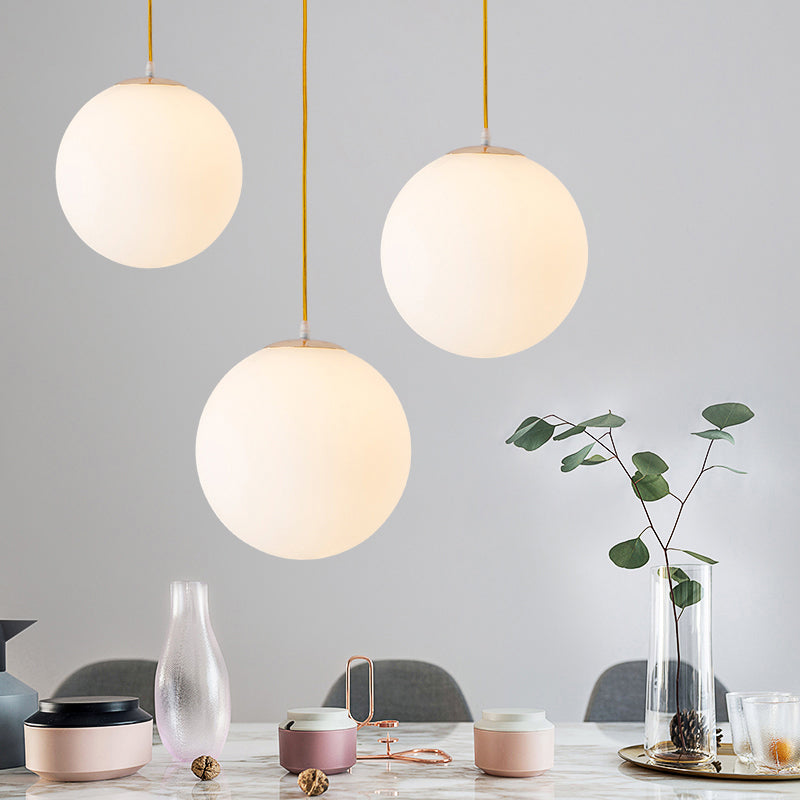 Globe Milk Glass Pendant Lamp - For Dining Room