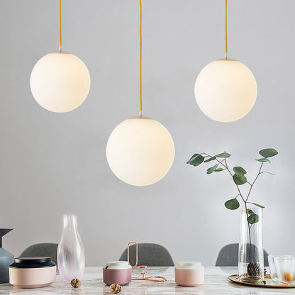 Globe Milk Glass Pendant Lamp - For Dining Room