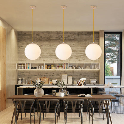 Globe Milk Glass Pendant Lamp - For Dining Room