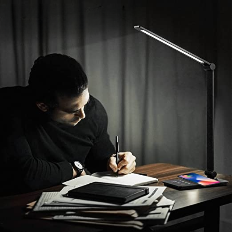 BrightWork – Modern LED Desk Lamp with Wireless Charging