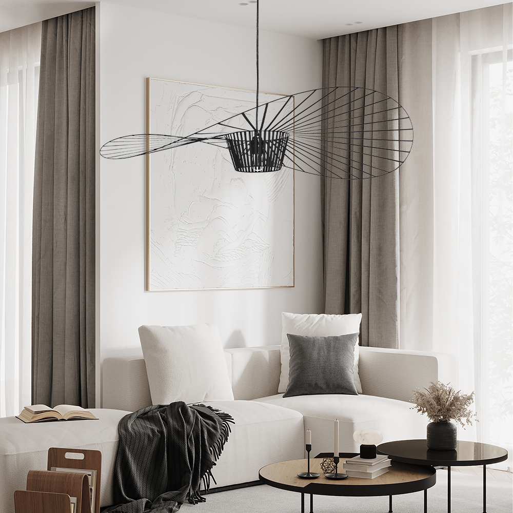 Rosland – Modern Vertigo Pendant Light with Elegant Straw Hat Design