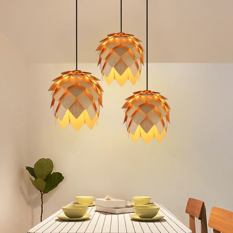 Modern Art Oak Pinecone Pendant Lamps