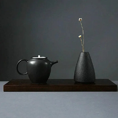 Small Japanese Black Ceramic Vase