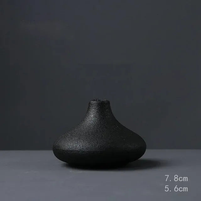 Small Japanese Black Ceramic Vase