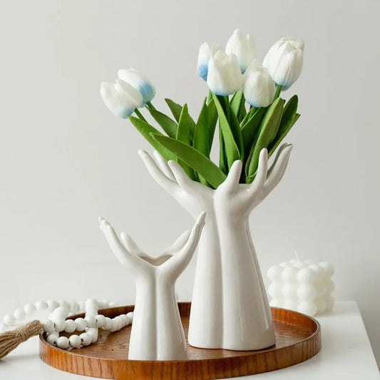 Hand and Palm Ceramic Flower Vase