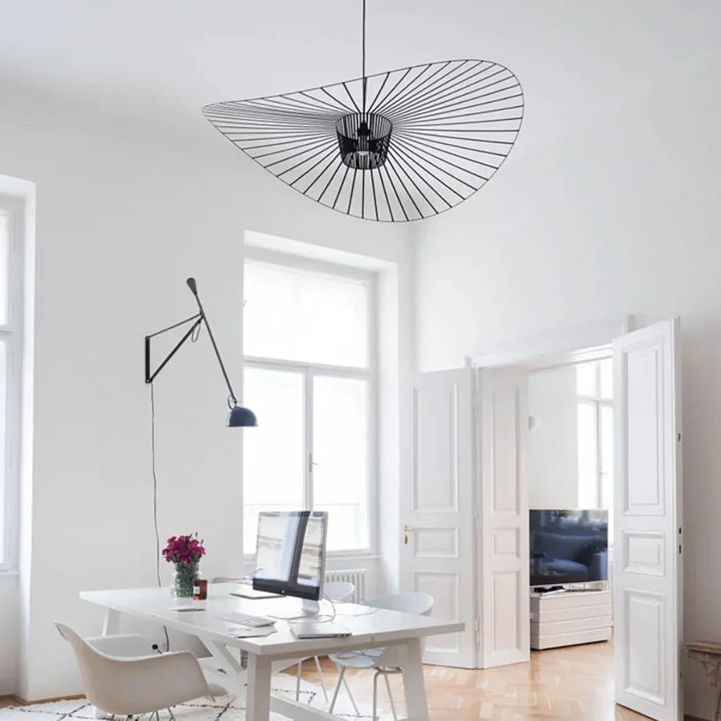 Rosland – Modern Vertigo Pendant Light with Elegant Straw Hat Design