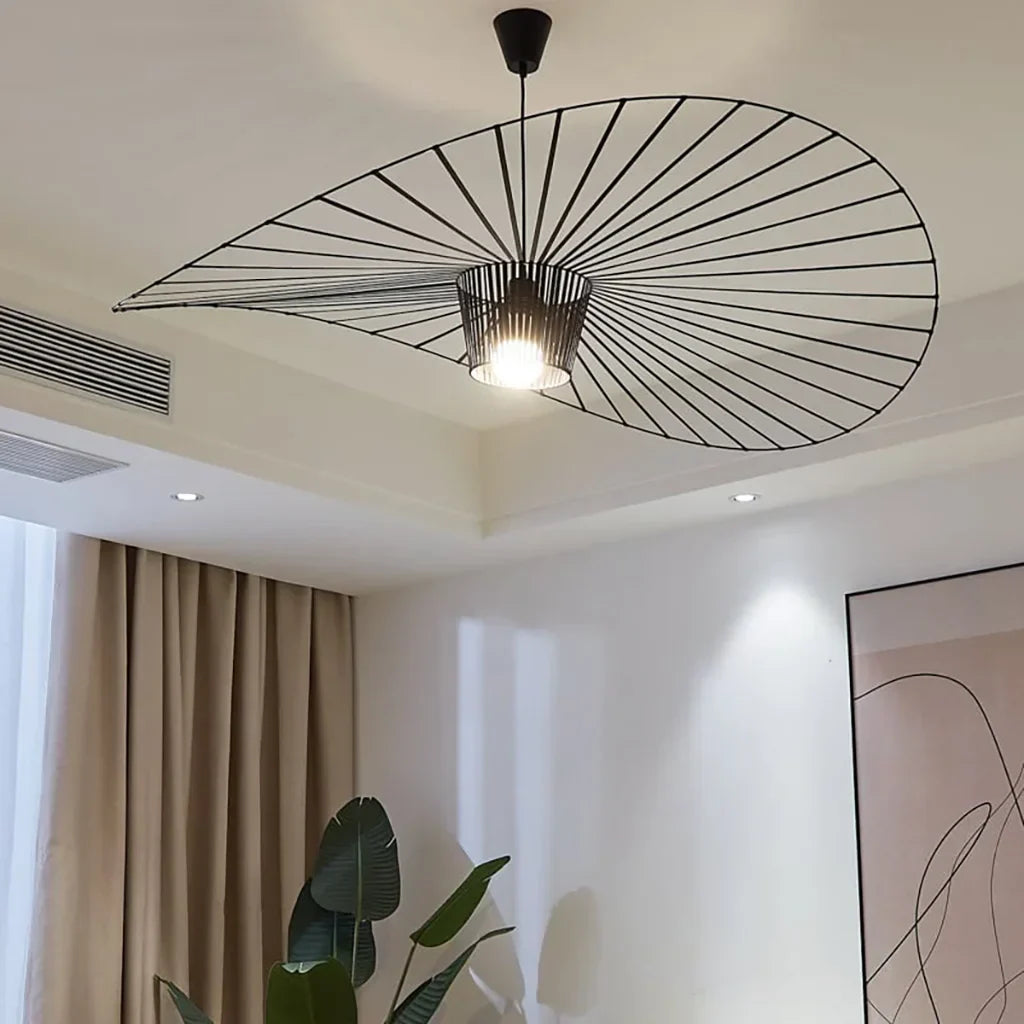 Rosland – Modern Vertigo Pendant Light with Elegant Straw Hat Design