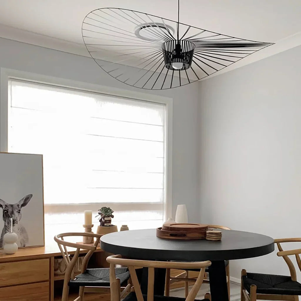 Rosland – Modern Vertigo Pendant Light with Elegant Straw Hat Design