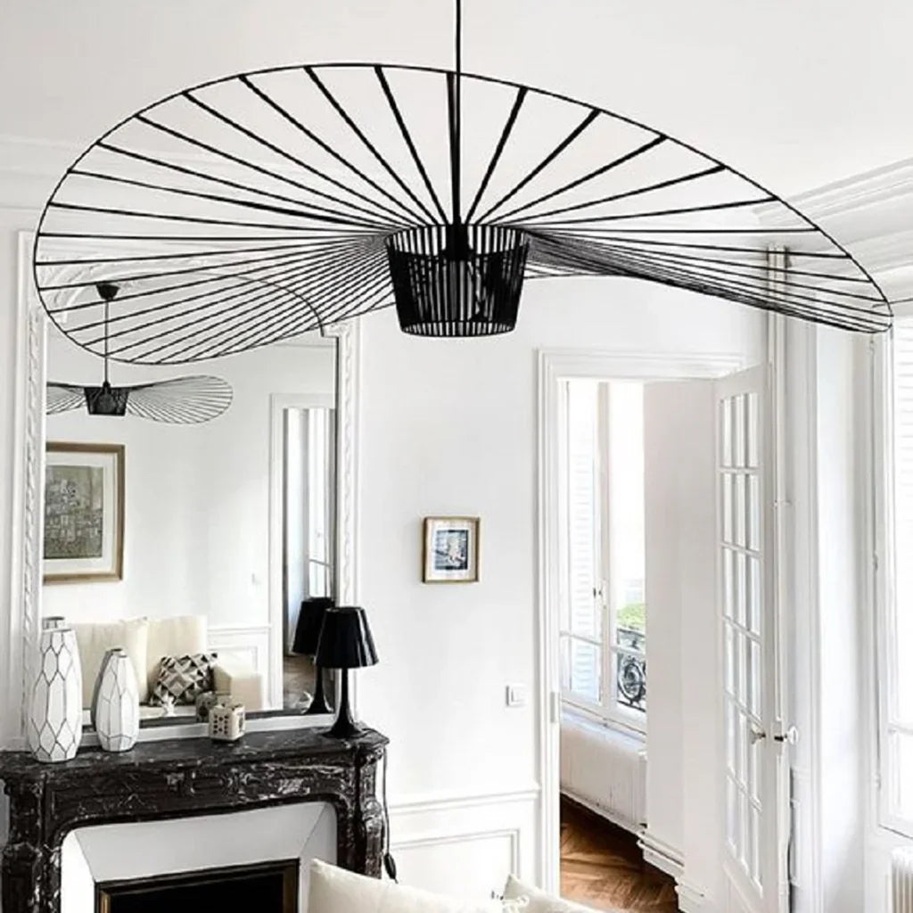 Rosland – Modern Vertigo Pendant Light with Elegant Straw Hat Design