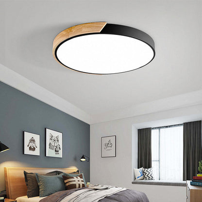 NordicLume™ – Plafonnier LED rond minimaliste moderne avec accent en bois