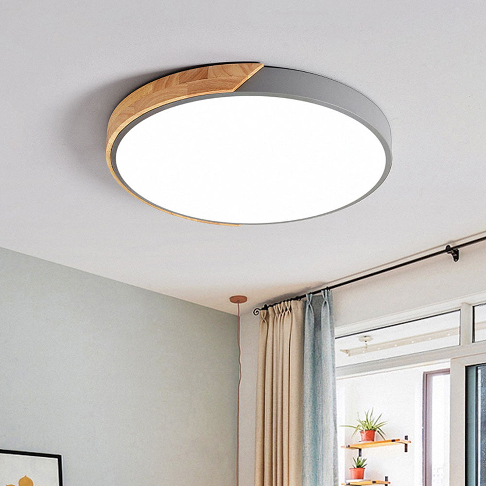 NordicLume™ – Plafonnier LED rond minimaliste moderne avec accent en bois