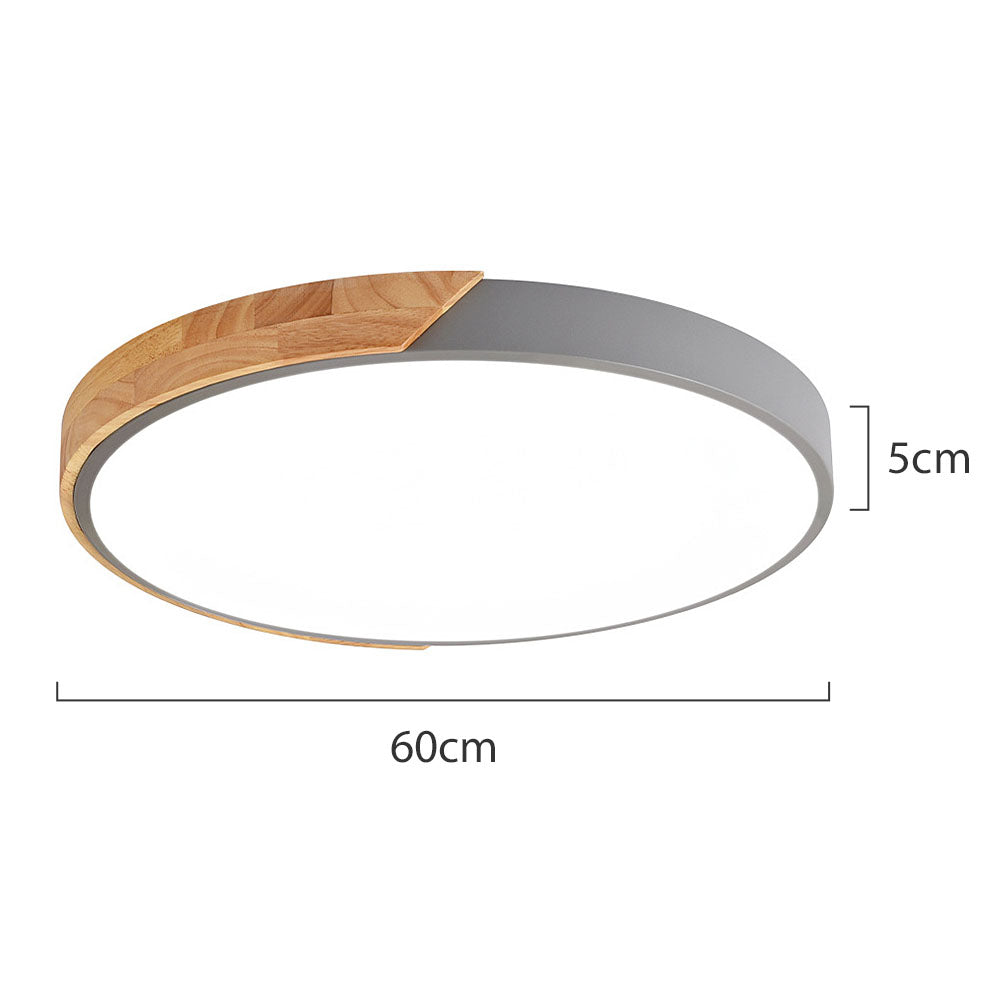 NordicLume™ – Plafonnier LED rond minimaliste moderne avec accent en bois