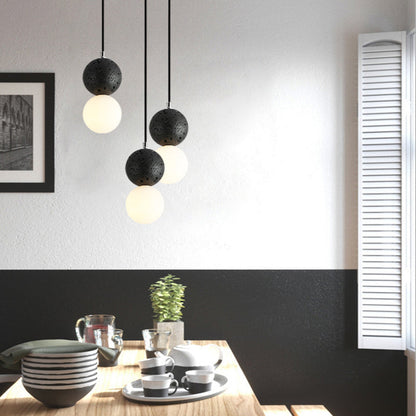 Aurora Pendant Lamps LED - Black and White Glass