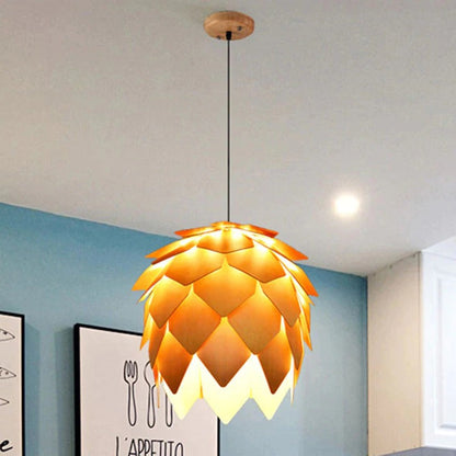 Lampes suspendues modernes en forme de pomme de pin en chêne