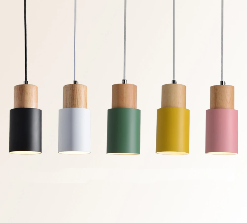 Ingrid Scandinavian Pendant Lamp of Wood and Metal